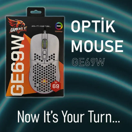 GAMEAGLE GE69W KABLOLU MOUSE (BEYAZ)	