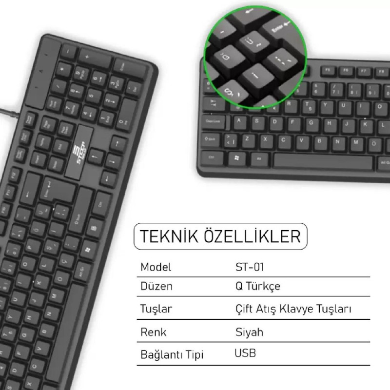 STEEP SOLID ST-01 OFİS TİPİ KABLOLU KLAVYE	