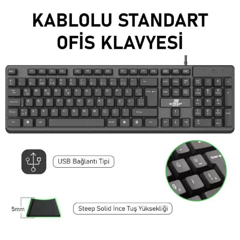 STEEP SOLID ST-01 OFİS TİPİ KABLOLU KLAVYE	