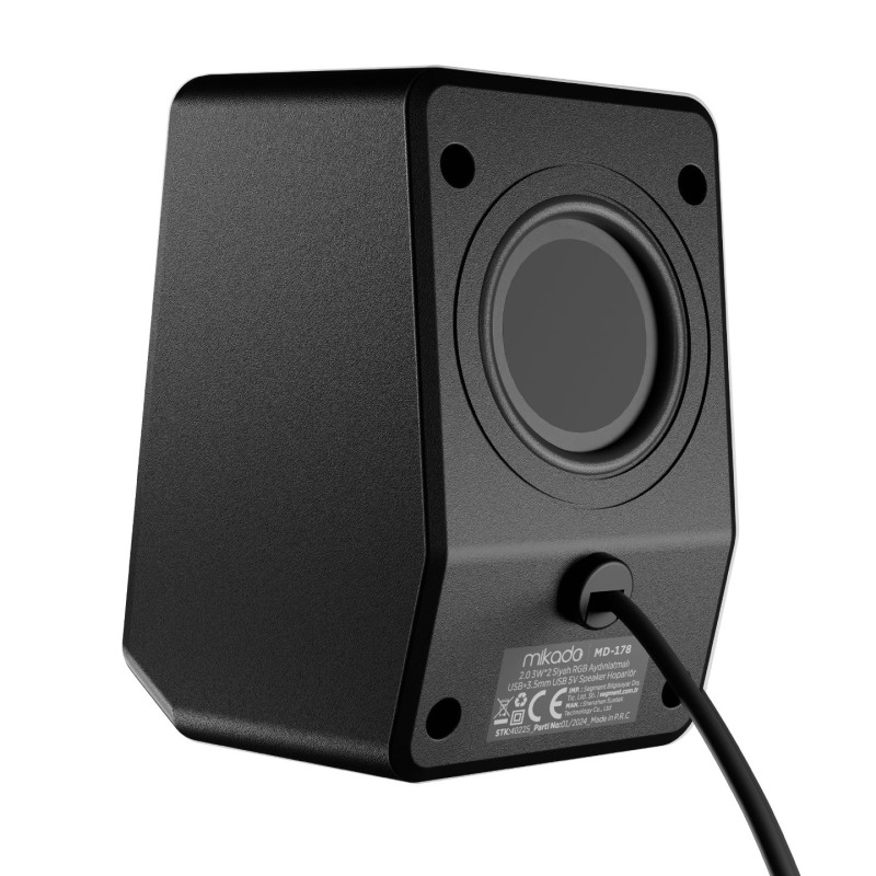 MD-178 2.0 3W*2 SIYAH RGB AYDINLATMALI USB + 3.5MM