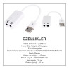 USB 7.1 KANAL HARICI SES KARTI - 3.5MM KULAKLIK MIKROFON DONUSTURUCU