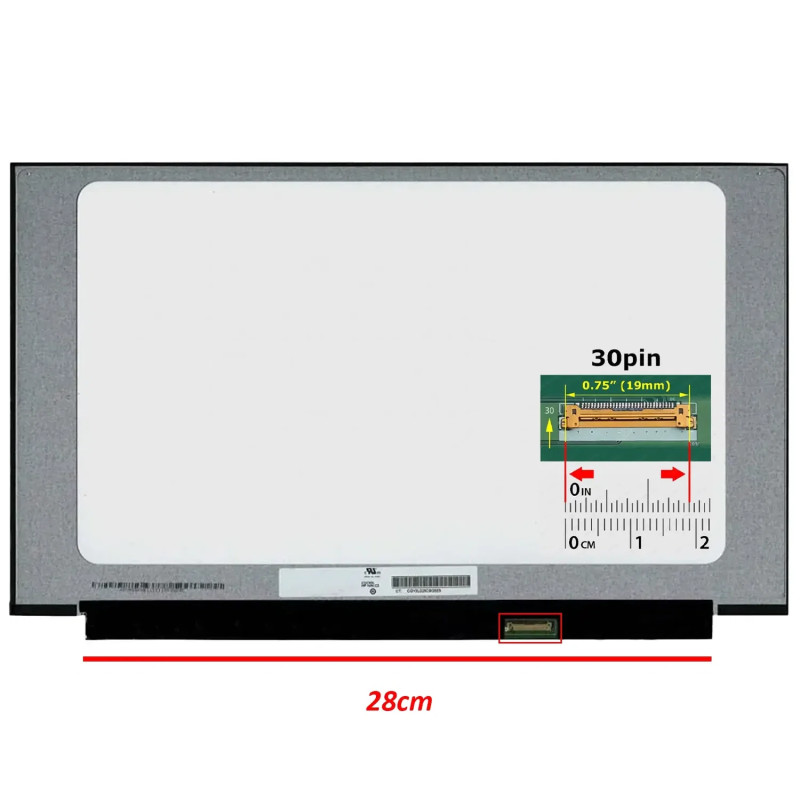 15.6" 30 PİN FHD DAR KASA MAT VİDASIZ  NOTEBOOK EKRAN