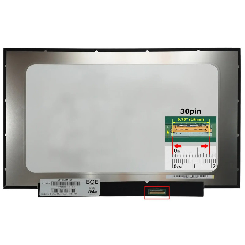 14" HD 30 PİN SLİM LED DAR KASA VİDALI PARLAK  NOTEBOOK EKRAN	