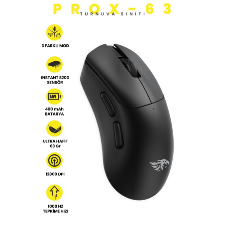 GAMEAGLE PROX-63B KABLOSUZ MOUSE (SİYAH)	