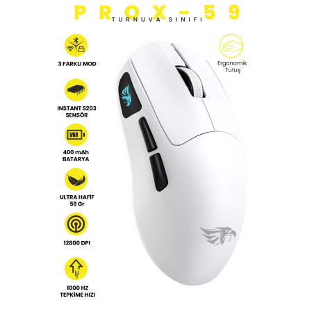 GAMEAGLE PROX-59W KABLOSUZ MOUSE (BEYAZ)	