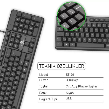 STEEP SOLID ST-01 OFİS TİPİ KABLOLU KLAVYE	