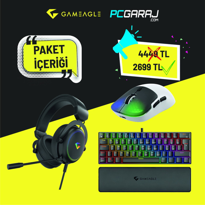 Gameagle Neon X + Auralis Siyah + Helios Siyah 3'lü Bundle Oyuncu Seti