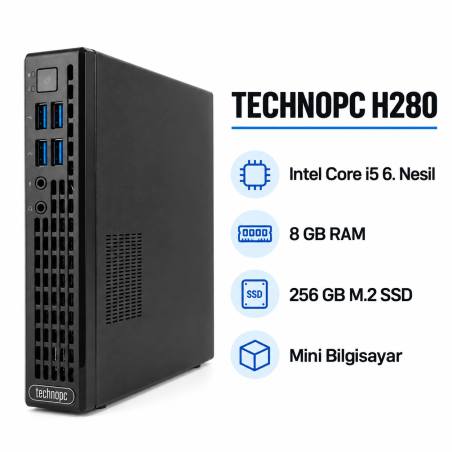TECHNOPC H280 i5 6. Nesil 8 GB RAM 256 GB M.2 SSD Mini Bilgisayar-2El