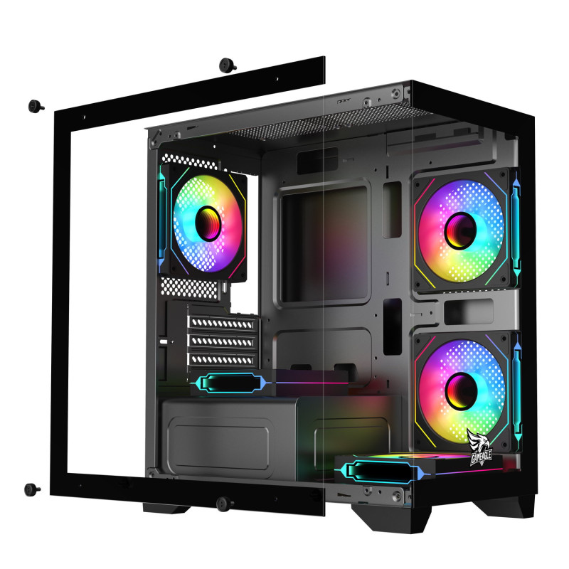 Gameagle 750W+80 Bronze Tornado 5 ARGB Fanlı Mini Akvaryum Bilgisayar Kasası Siyah